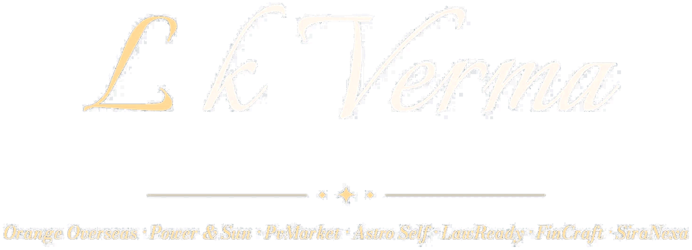 Lk Verma — Orange Overseas · Power & Sun · PvMarket · Astro Self · LawReady · FinCraft · SiraNexa